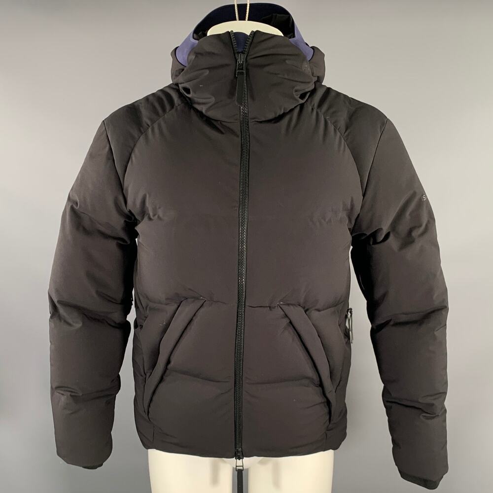 ISAORA Size S Black Navy Polyester Elastane Puffer Coat